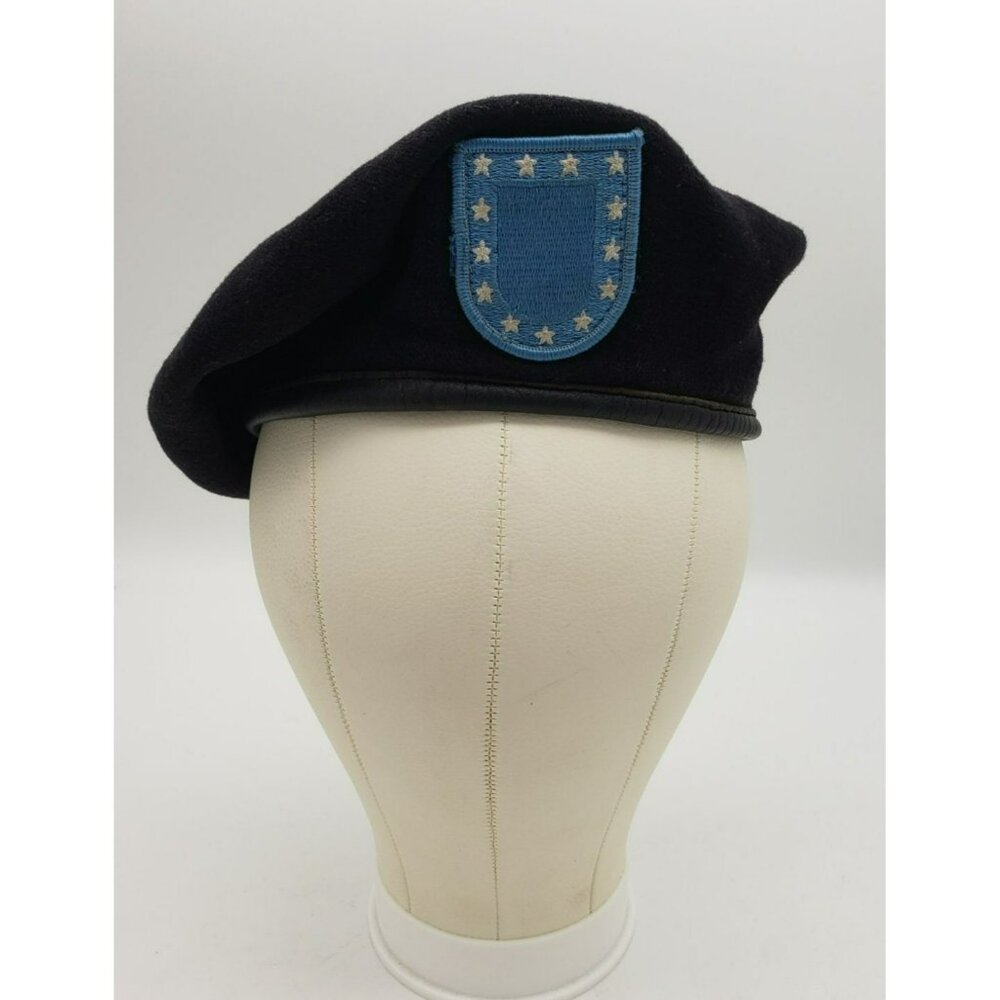 Vintage US Army Black Wool Beret, DSCP, Size 7 1/8, NSN 8405-01-088-7312 USA